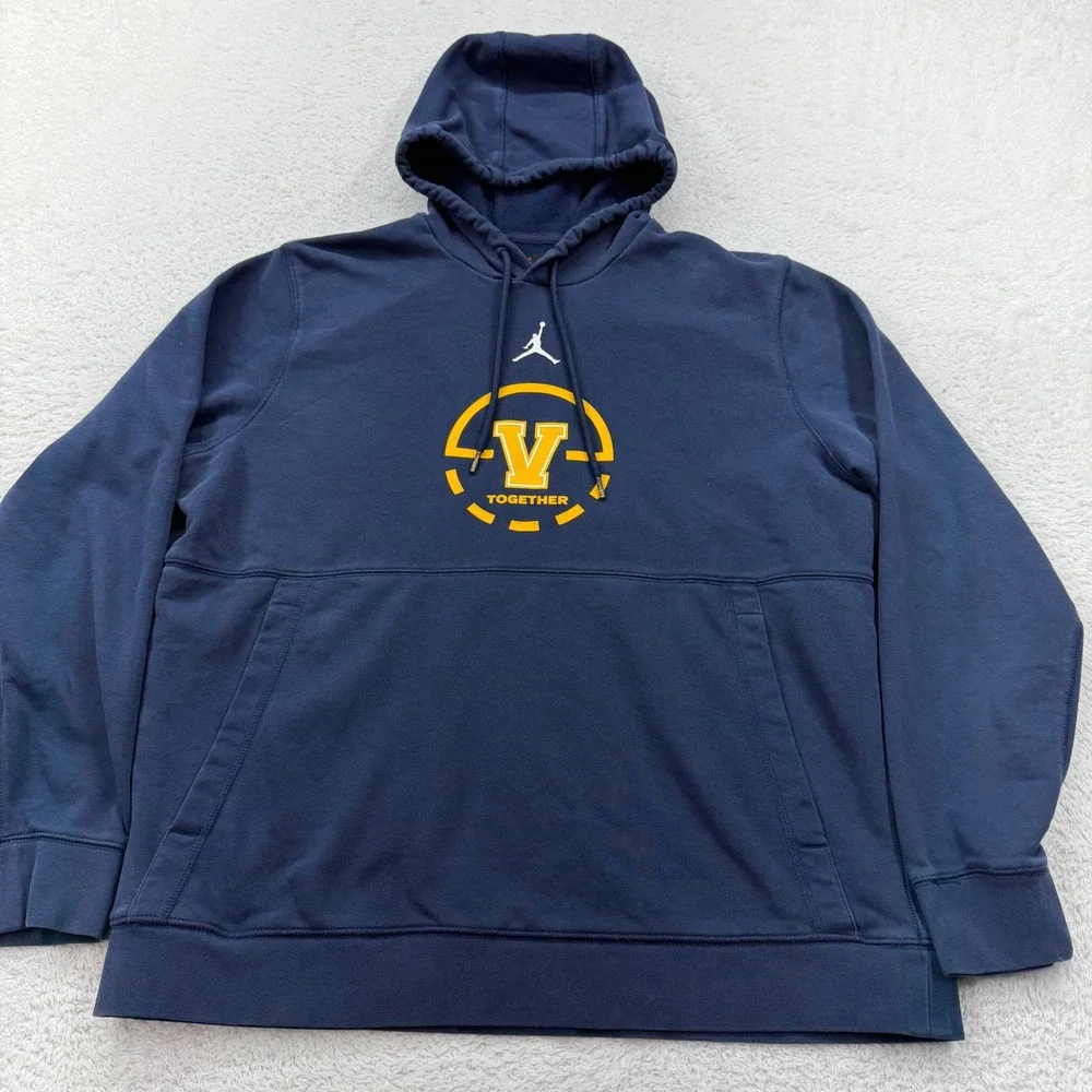 Jordan Navy Blue V Logo Graphic Pullover‎ Hoodie Mens Large Jumpman Sweatshirt